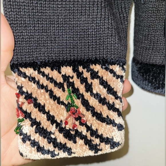 Jack B.Quick Vintage Chenille Beaded Animal Print Christma Sweater Sized S - Picture 8 of 13